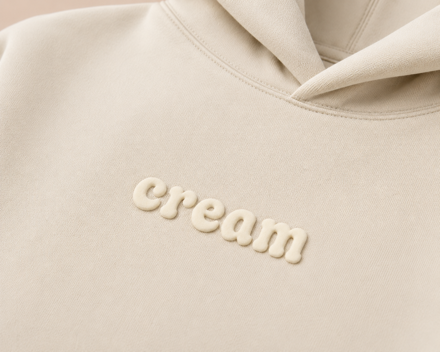 Cream on Cream Hoodie - Puff Print