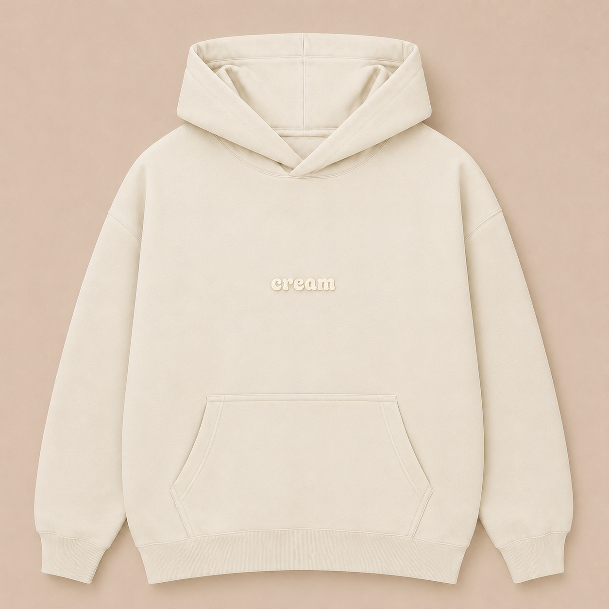 Cream on Cream Hoodie - Puff Print
