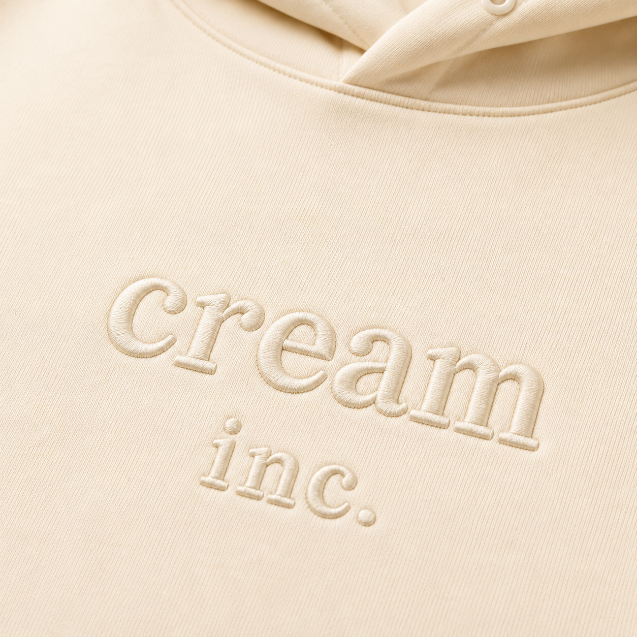 Cream on Cream Hoodie - Embroidered