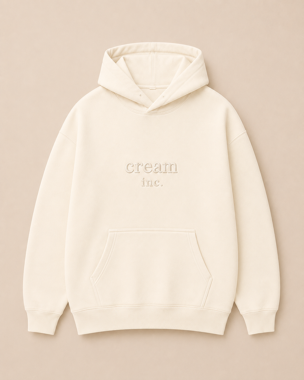 Cream on Cream Hoodie - Embroidered