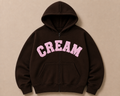 Pink on Brown Zip Hoodie - Fluff Print