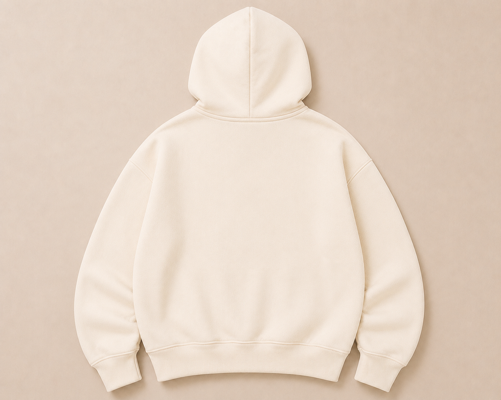 Pink on Cream Zip Hoodie - Fluff Print