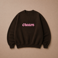 Pink on Brown Crewneck - Embroidered