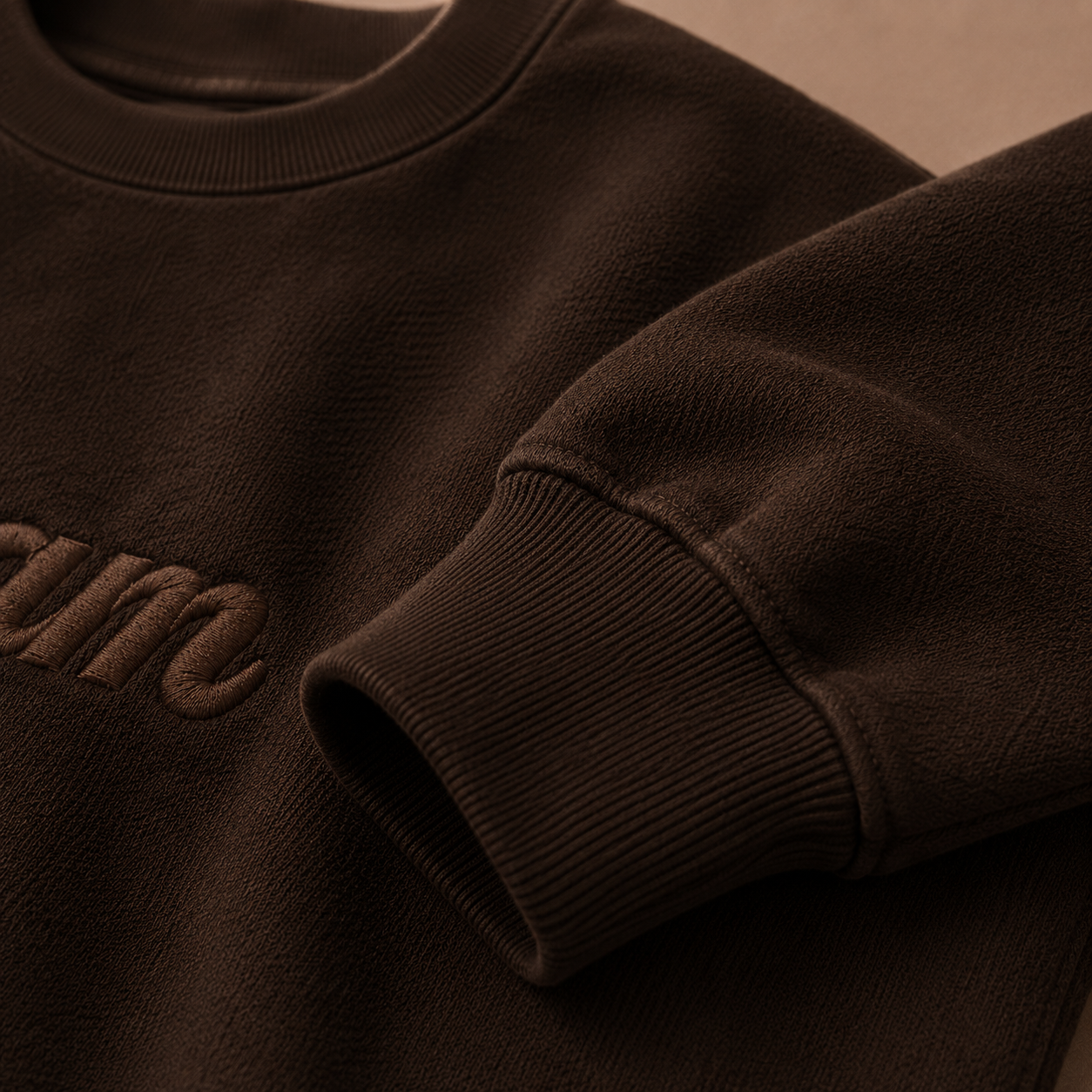 Brown on Brown Crewneck - Embroidered