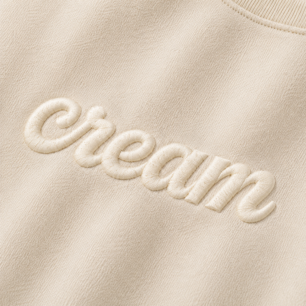 Cream on Cream Crewneck - Embroidered