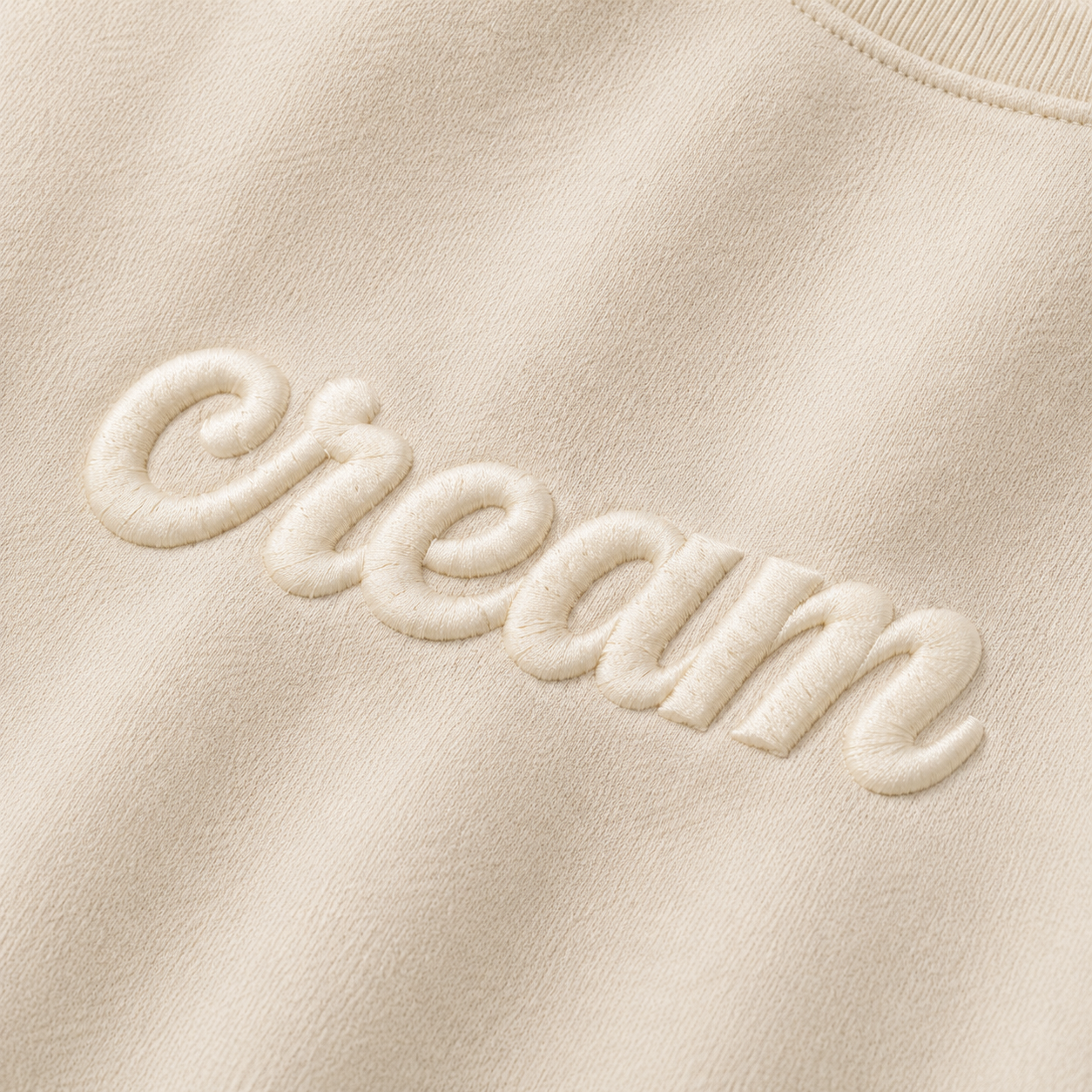 Cream on Cream Crewneck - Embroidered