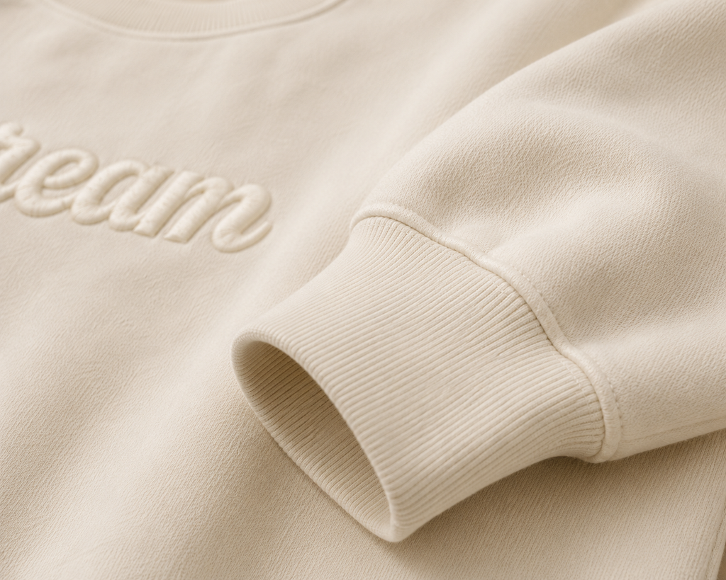 Cream on Cream Crewneck - Embroidered