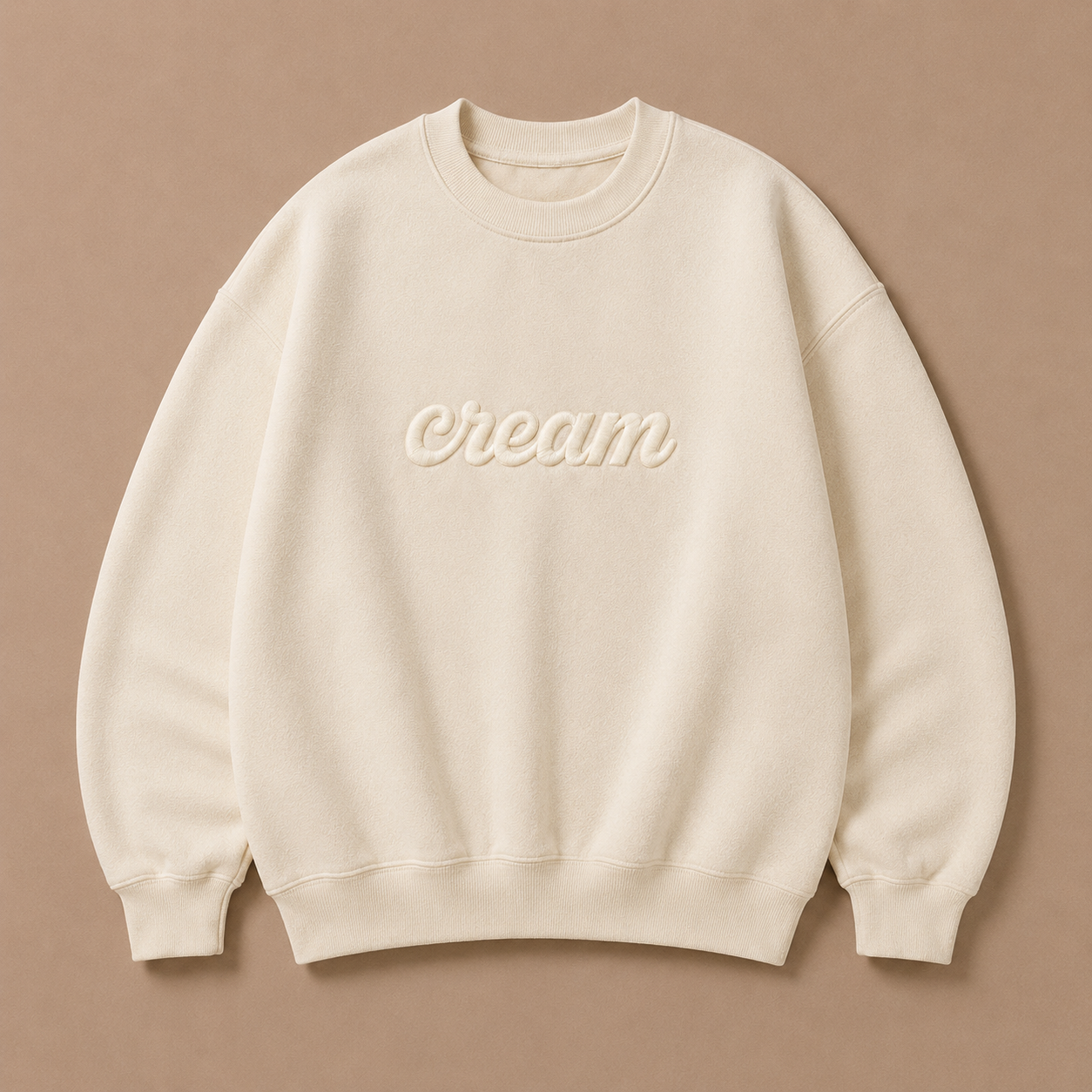 Cream on Cream Crewneck - Embroidered