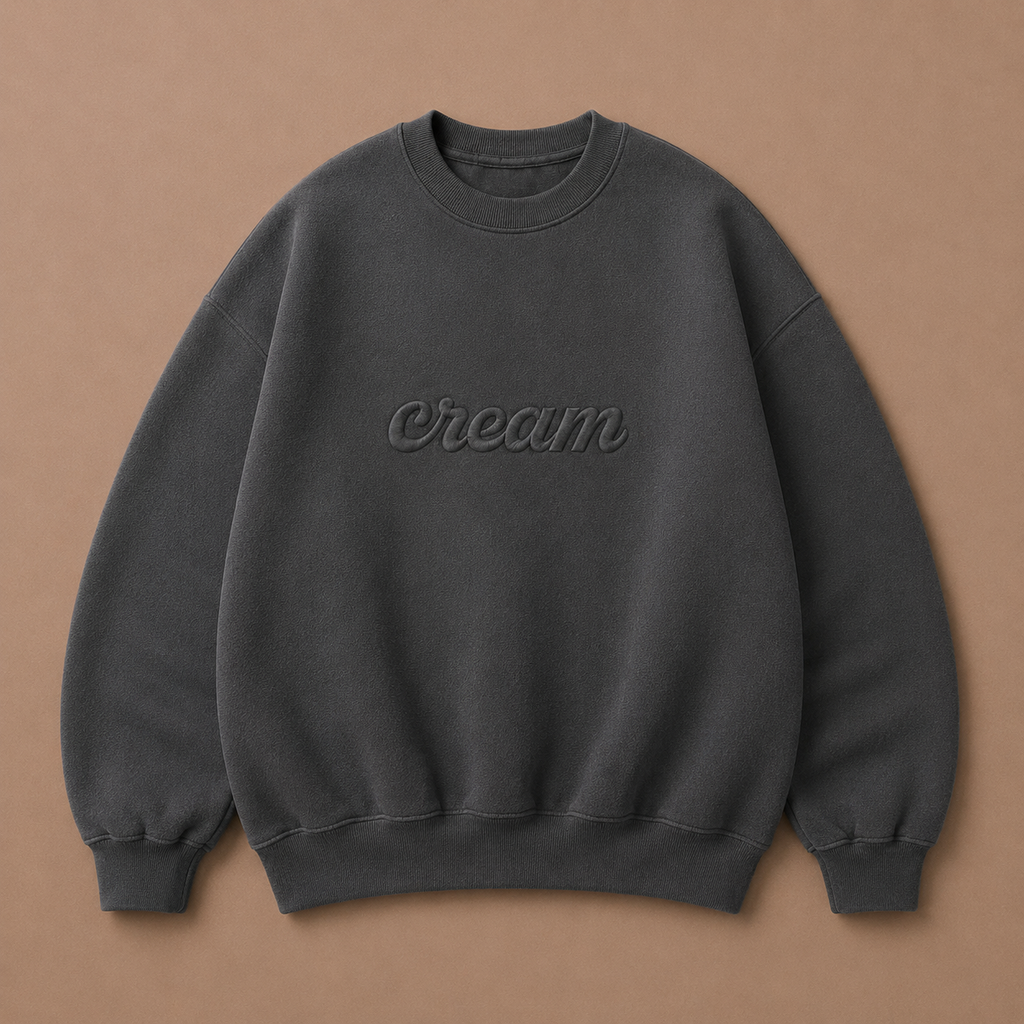 Grey on Grey Crewneck - Embroidered