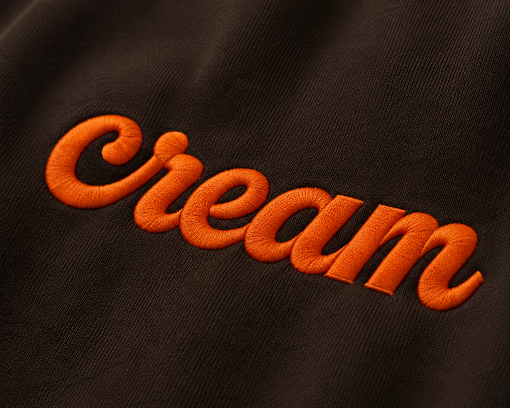 Orange on Brown Crewneck - Embroidered