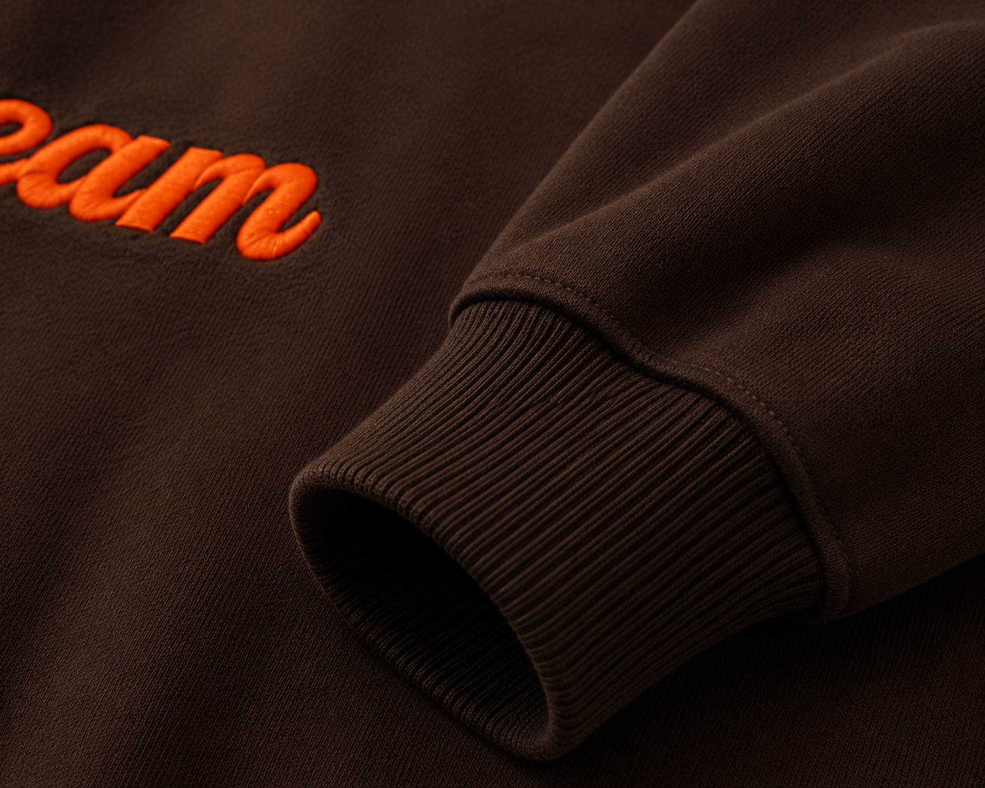 Orange on Brown Crewneck - Embroidered