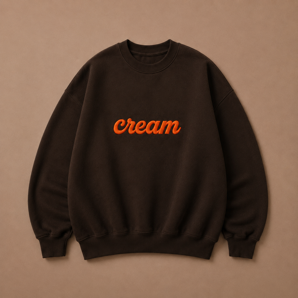 Orange on Brown Crewneck - Embroidered