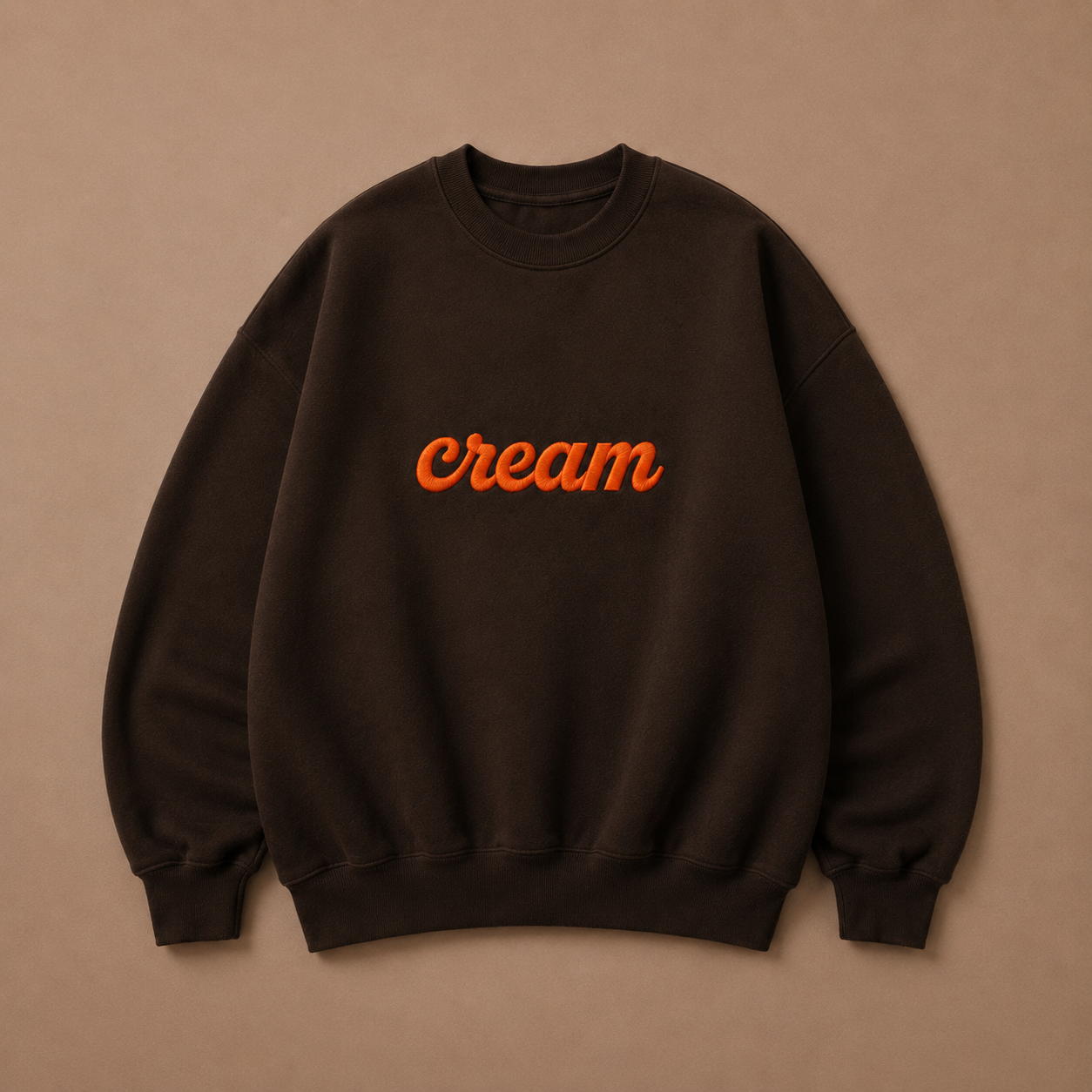 Orange on Brown Crewneck - Embroidered