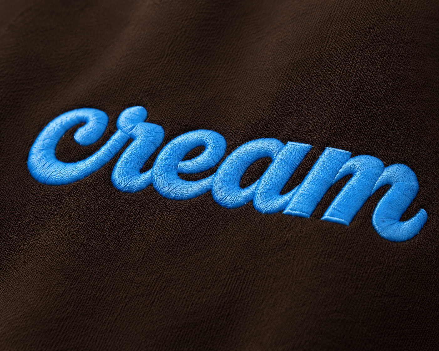 Blue on Brown Crewneck - Embroidered