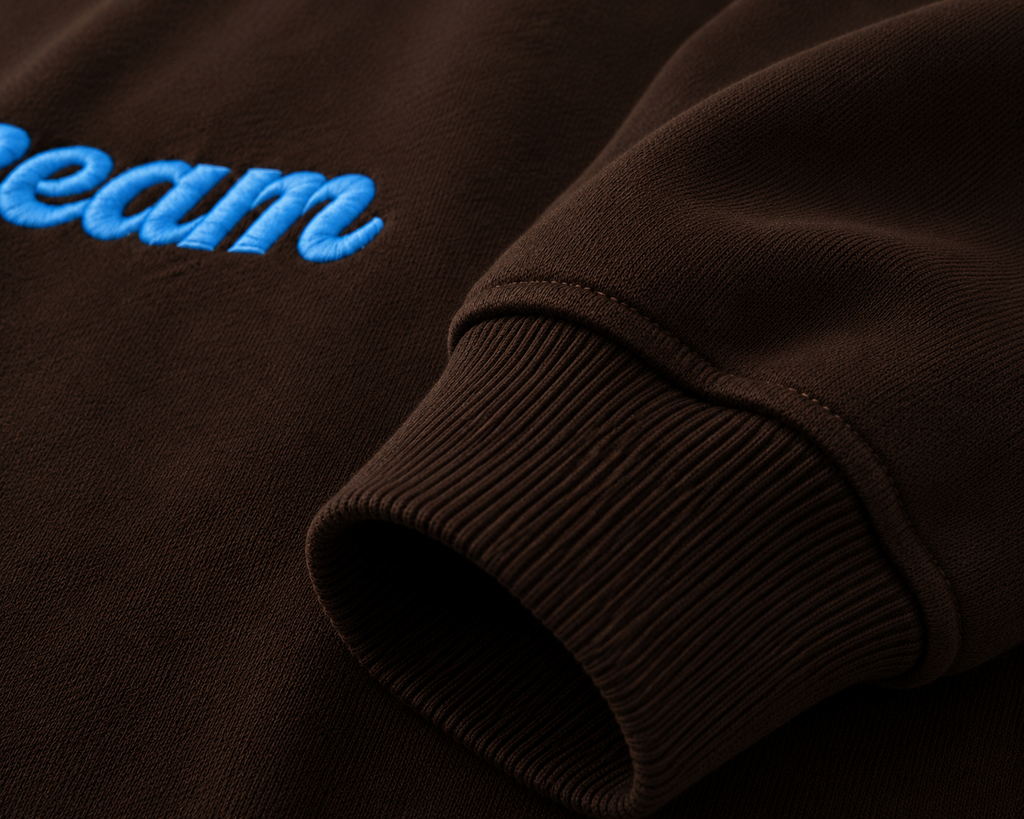 Blue on Brown Crewneck - Embroidered