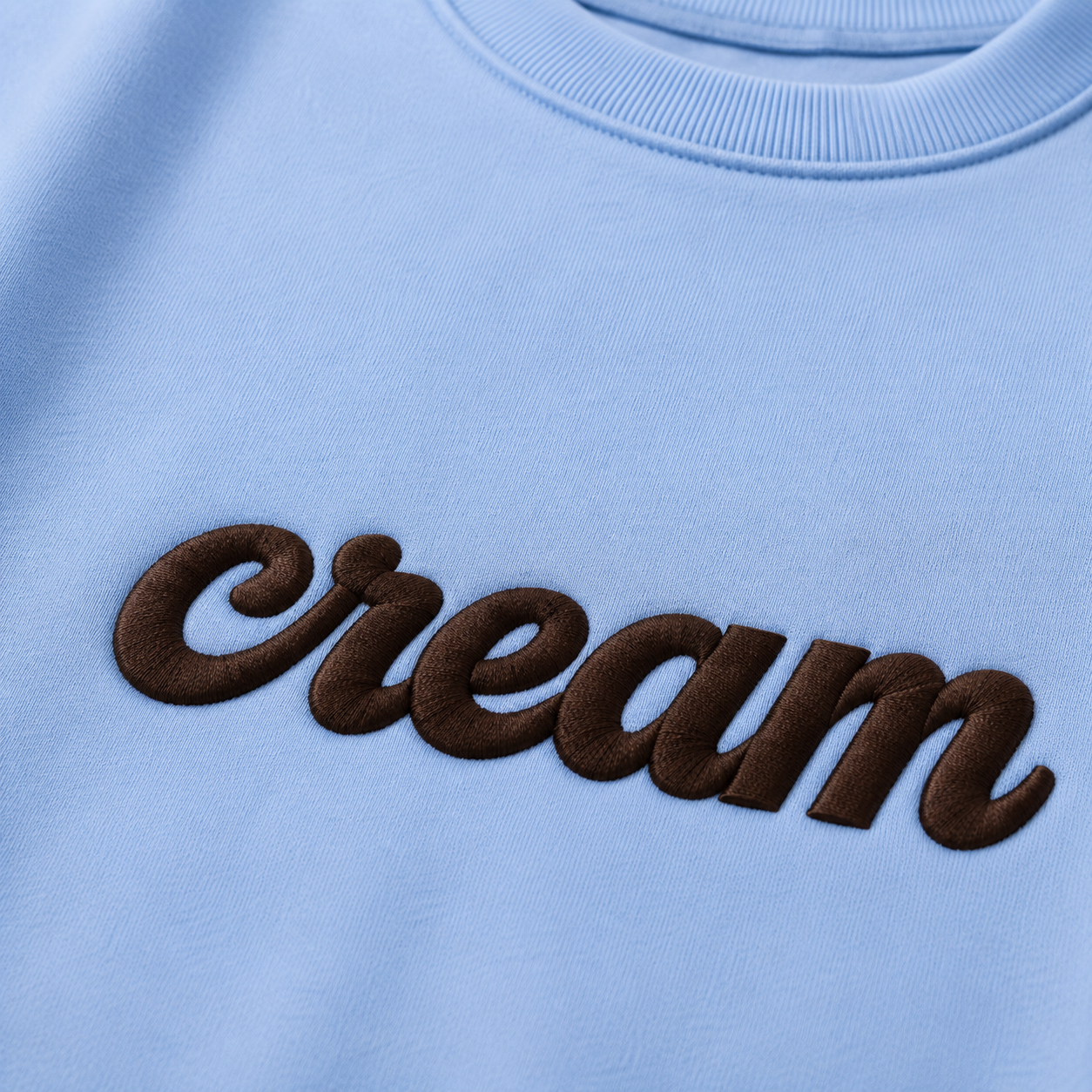 Brown on Blue Crewneck - Embroidered