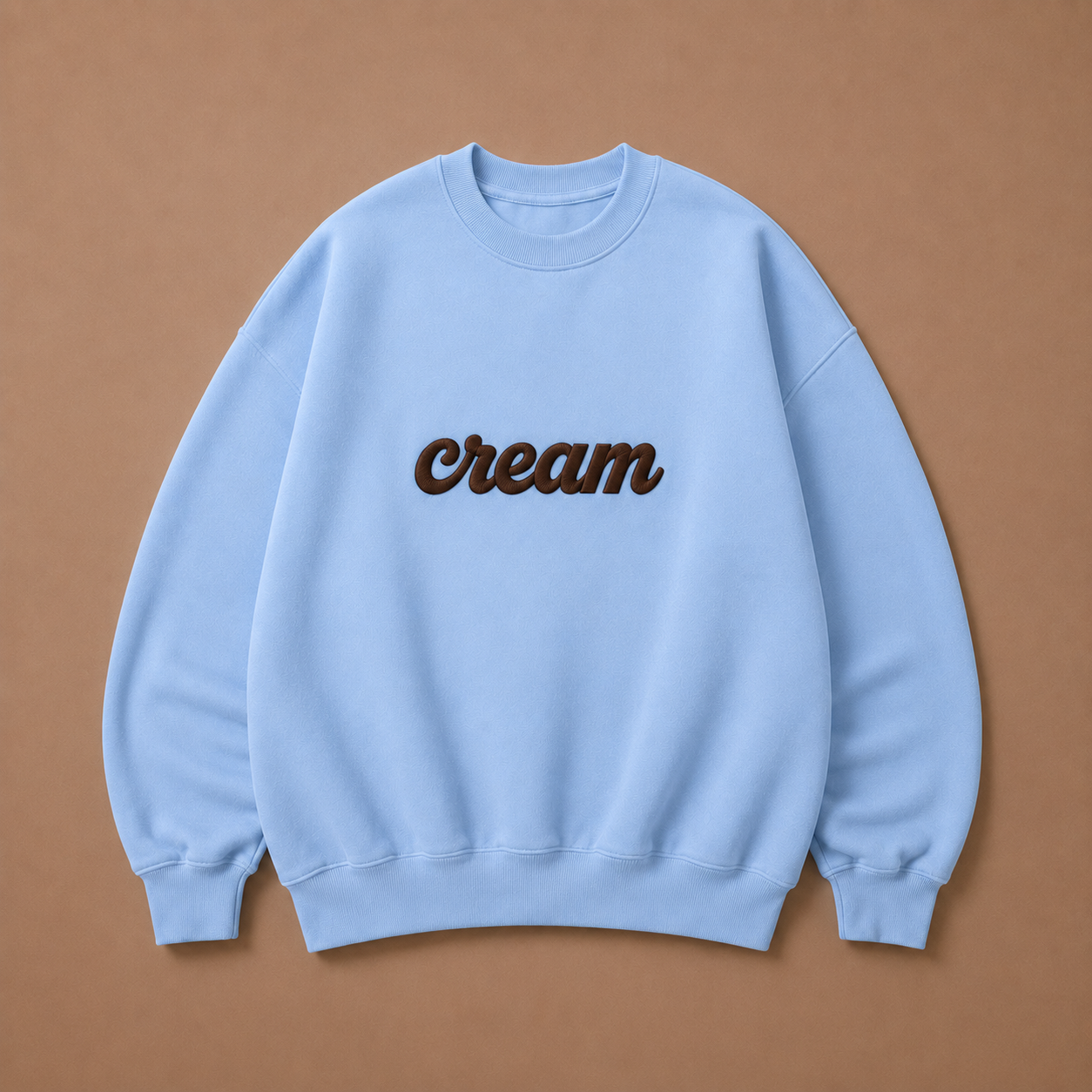 Brown on Blue Crewneck - Embroidered