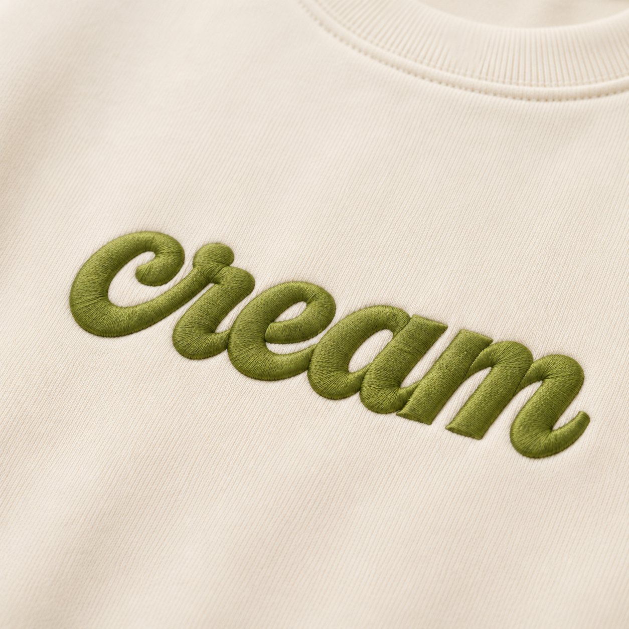 Matcha on Cream Crewneck - Embroidered