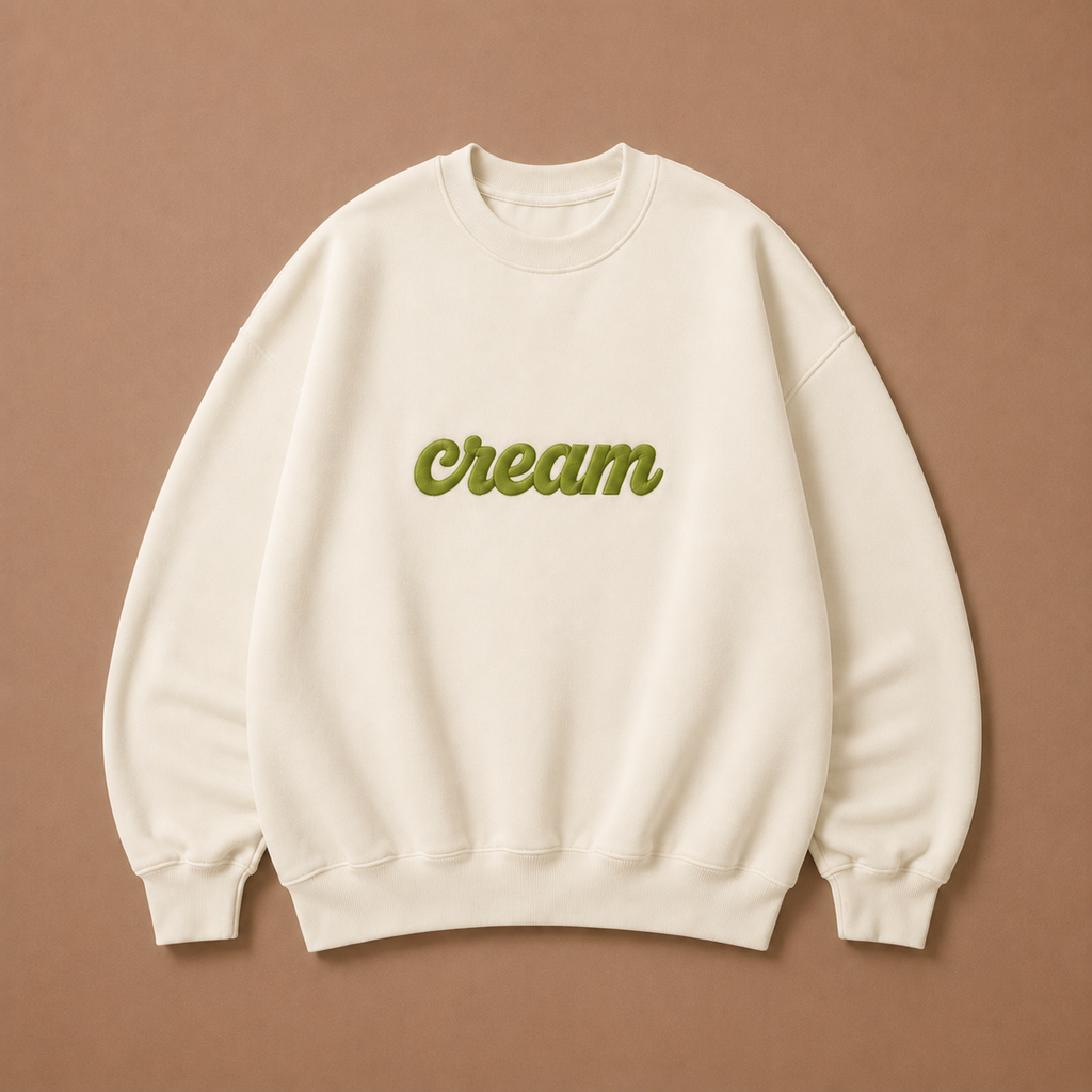 Matcha on Cream Crewneck - Embroidered