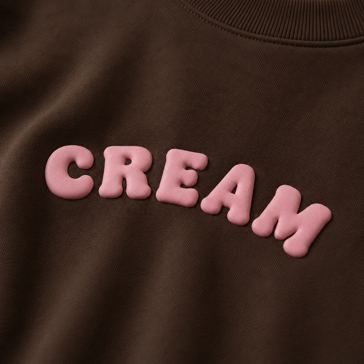 Pink on Brown Crewneck - Puff Print