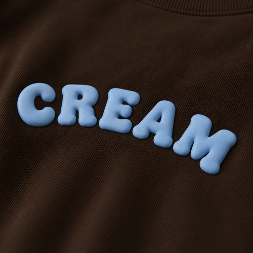 Blue on Brown Crewneck - Puff Print