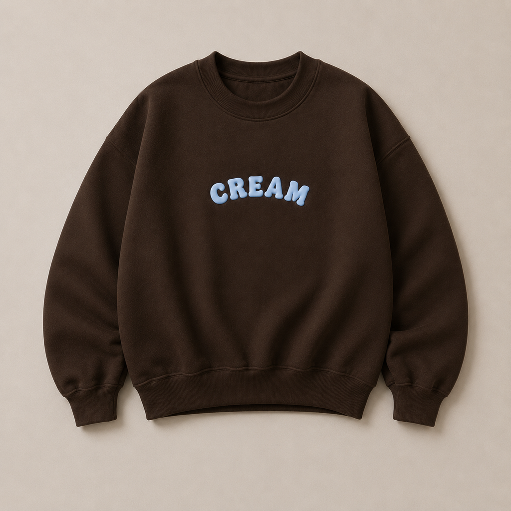 Blue on Brown Crewneck - Puff Print