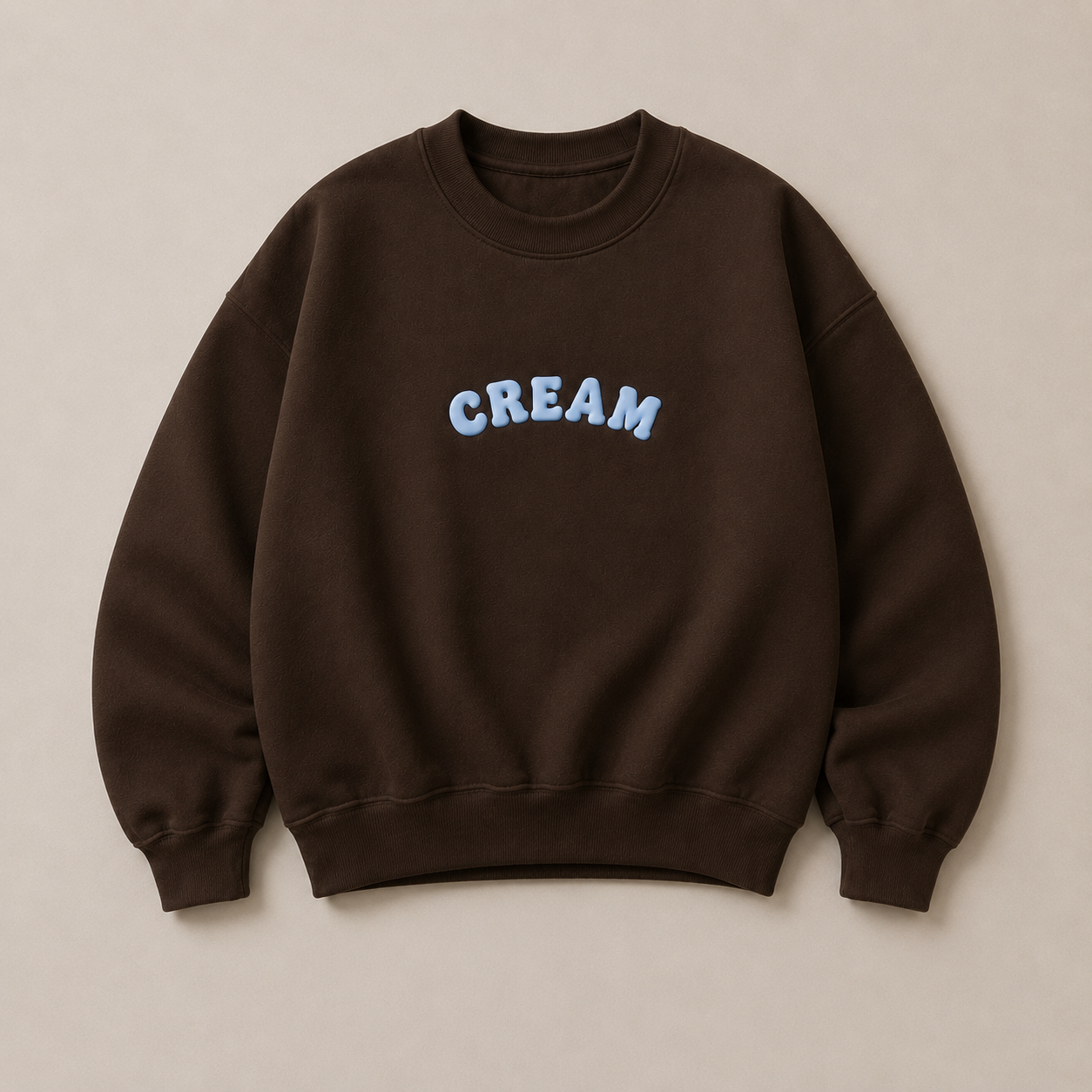 Blue on Brown Crewneck - Puff Print