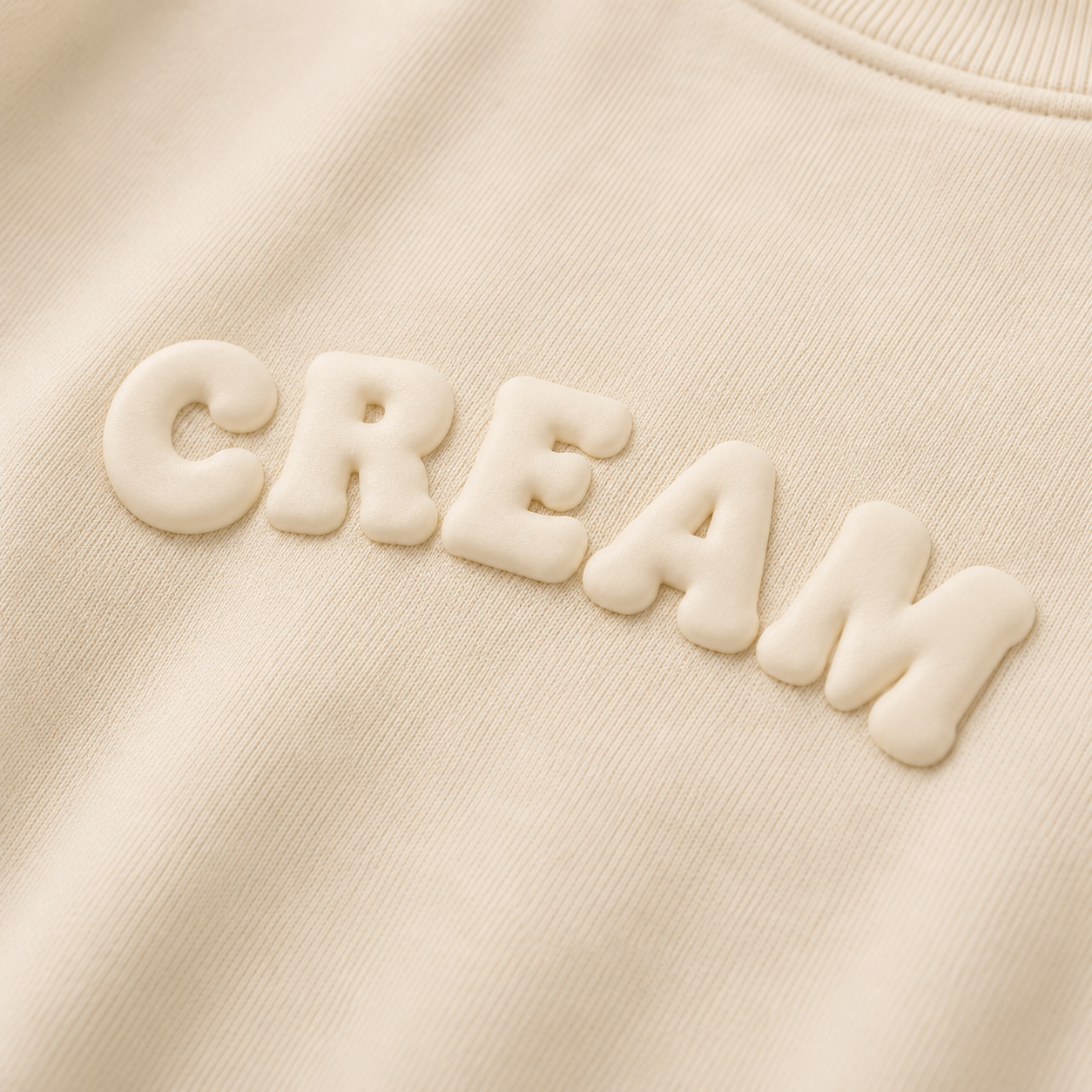 Cream on Cream Crewneck - Puff Print