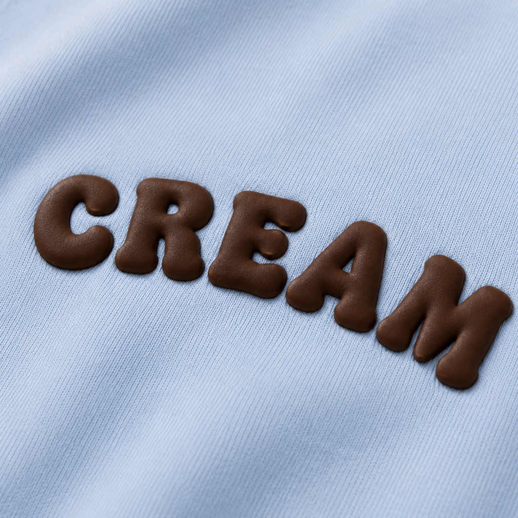 Brown on Blue Crewneck - Puff Print
