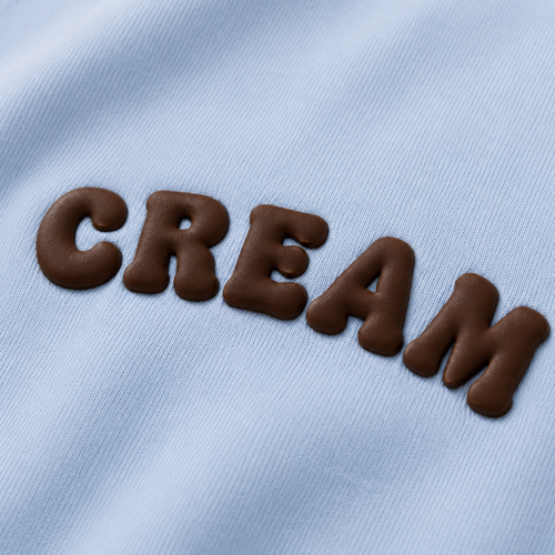 Brown on Blue Crewneck - Puff Print