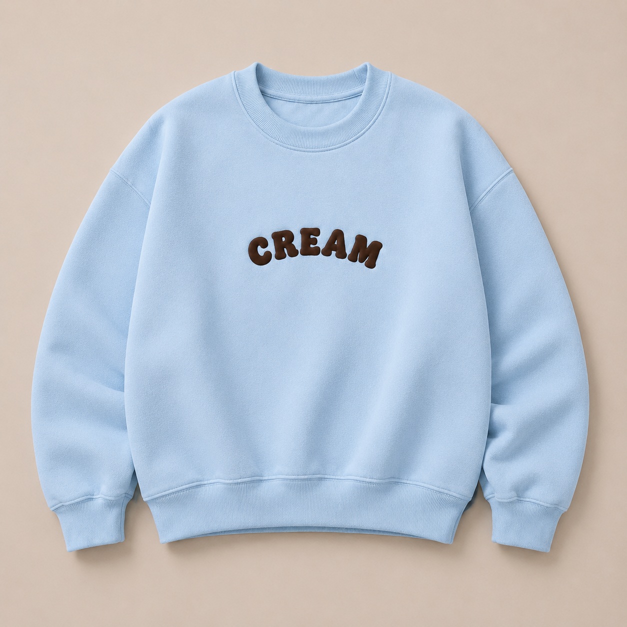 Brown on Blue Crewneck - Puff Print
