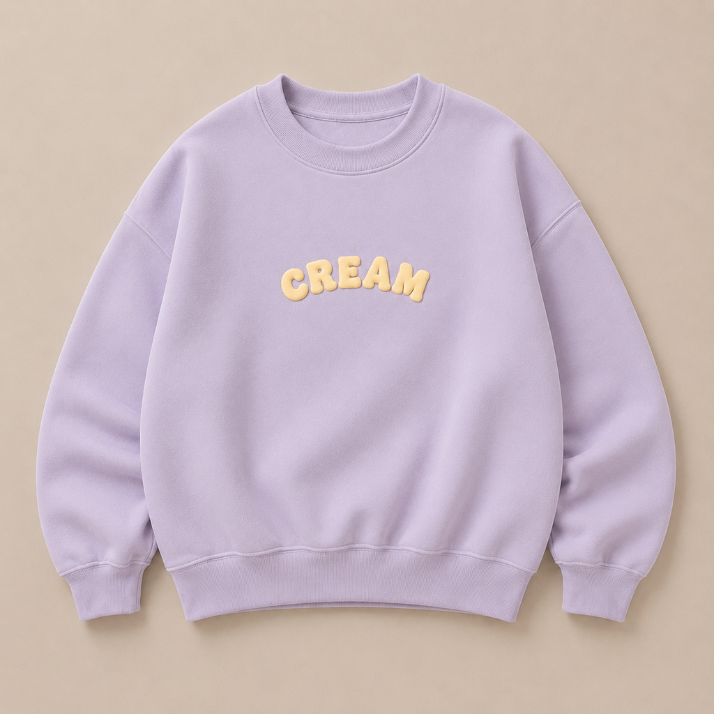 Butterscotch on Lilac Crewneck - Puff Print